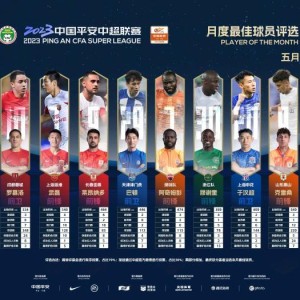 中超5月最佳球员评选：罗慕洛、武磊、巴顿等8人入选